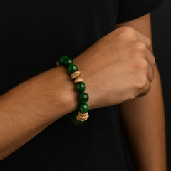 Handmade Natural Green & Bark Stone Chip Bracelet