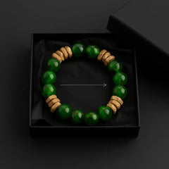 Handmade Natural Green & Bark Stone Chip Bracelet