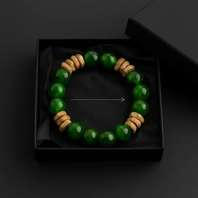 Handmade Natural Green & Bark Stone Chip Bracelet