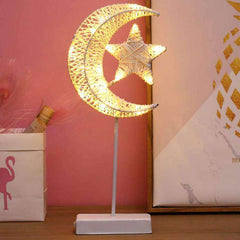 Luxe LED Moon & Star Table Lamp, Warm Fairy Decorative