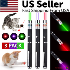 3-Pack 900 Mile Long-Range Laser Pointer Pens — Green, Blue & Red Visible Beam (Fast Shipping)