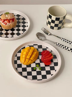 🥇 6-Pack Modern Checkered Flatware Set™ — Stylish, Durable & Perfect for Every Meal