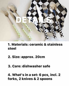 🥇 6-Pack Modern Checkered Flatware Set™ — Stylish, Durable & Perfect for Every Meal