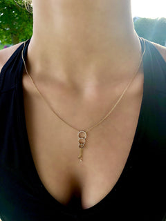 Chandelier Circle Trio Bolo Adjustable Diamond Lariat Necklace — 14K Luxury Edition