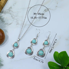 Royal Glow Turquoise Drop Necklace & Earrings Set – Queens Collection