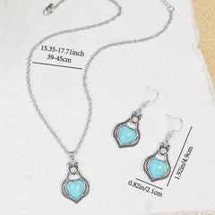 Royal Glow Turquoise Drop Necklace & Earrings Set – Queens Collection