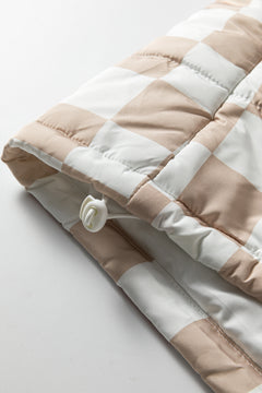 Luxury Quilted Checkered Zip-Up Vest – Khaki Edition