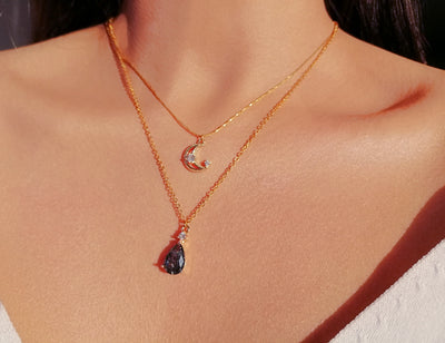Moon Layered Necklace – 18K Gold Plated Celestial Char