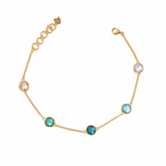 Gold Sterling Silver Multi-Colour Bracelet — Glow of Elegance