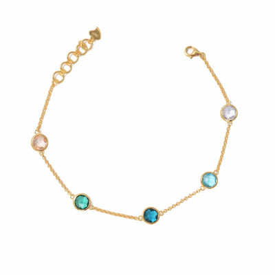 Gold Sterling Silver Multi-Colour Bracelet — Glow of Elegance