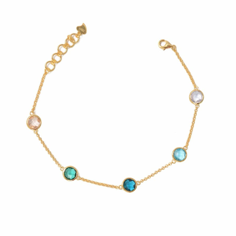 Gold Sterling Silver Multi-Colour Bracelet — Glow of Elegance