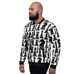 Black & White Chess Bomber Jacket – Premium Streetwear Edition