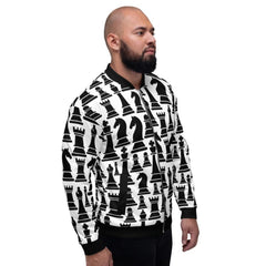 Black & White Chess Bomber Jacket – Premium Streetwear Edition
